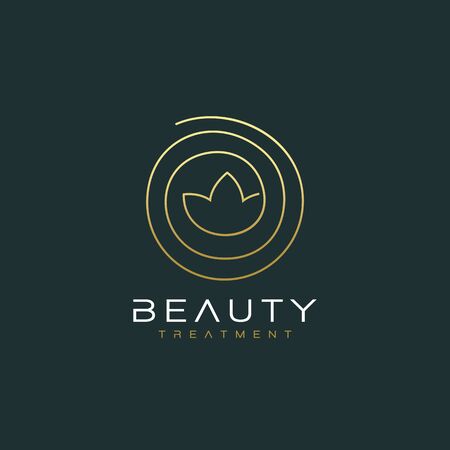 Circle Lotus Logo Design Vectorのイラスト素材