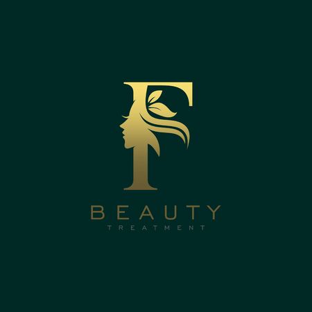 Letter F Luxury Beauty Face Logo Design Vectorのイラスト素材