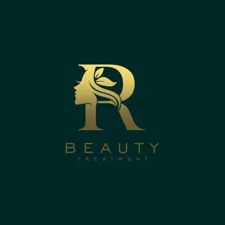 Letter R Luxury Beauty Face Logo Design Vectorのイラスト素材