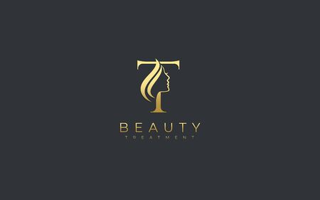Letter T Beauty Face Logo Designのイラスト素材
