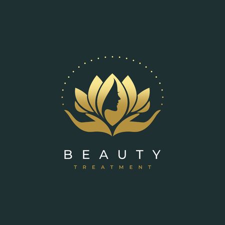 lotus flower beauty salon and hair treatment logoのイラスト素材