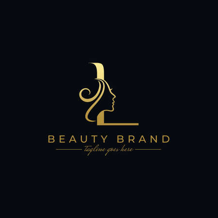 Letter L Beauty Face, Hair Salon Logo Designのイラスト素材