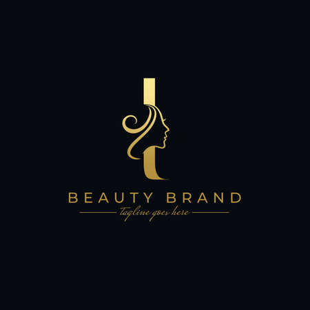 Letter I Beauty Face, Hair Salon Logo Designのイラスト素材