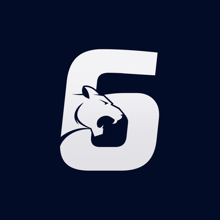 Number Six Tiger, Numeral Predator Design Vector