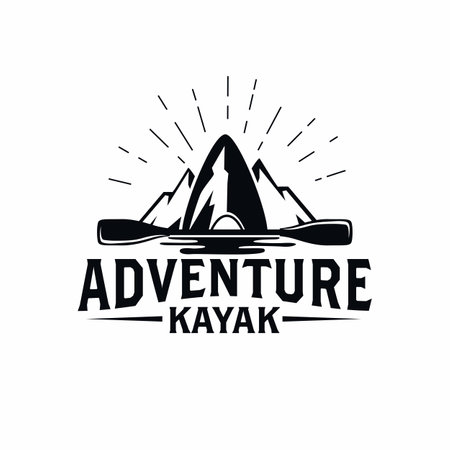 Mountain Kayak adventure logo design on whiteのイラスト素材