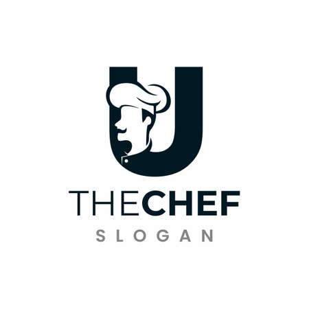 Letter U Chef Logo , Initial Restaurant Cook Vector Designのイラスト素材