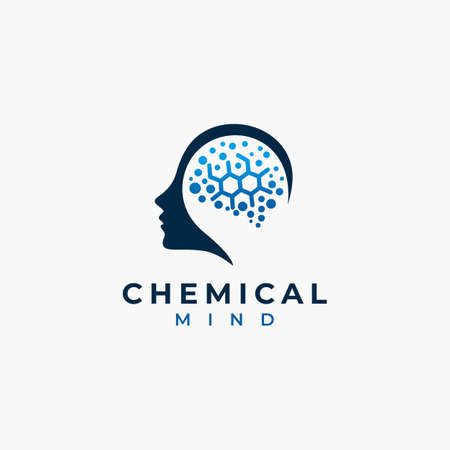 Chemical Mind Brain Head Logo Design Vectorのイラスト素材
