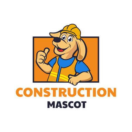 Cheerful Dog Construction Engineering Mascotのイラスト素材