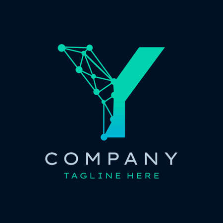 Letter Y Molecule Logo, Bio tech Connect Dots Science Technology Logo Design Vectorのイラスト素材
