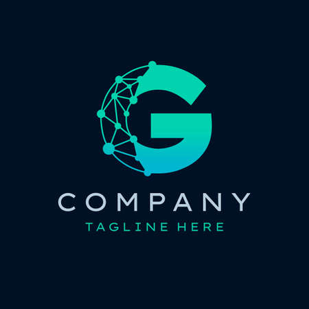 Letter G Molecule Logo, Bio tech Connect Dots Science Technology Logo Design Vectorのイラスト素材
