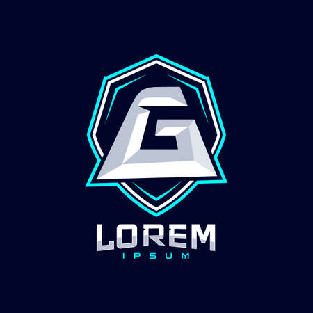 Letter G Gaming Sport Team Logo Design, Shield Emblem Esports initial logo vector iconのイラスト素材