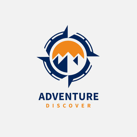 Compass Mountain Adventure Discover Logo Design , Vector Icon Explorationのイラスト素材