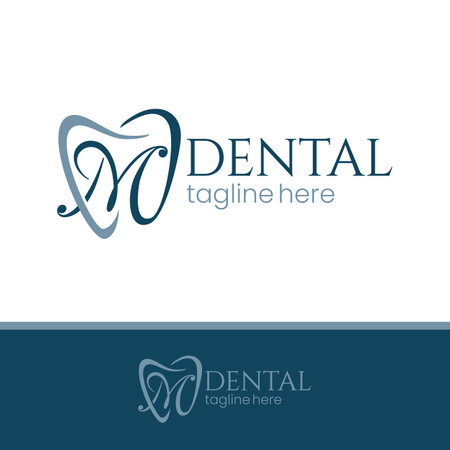 Letter M Tooth Dental Logo Design, simple and unique also modern, cool, stylish and professionalのイラスト素材