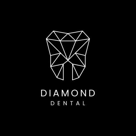 Diamond Dental Teeth Logo Design Vector, Linear tooth on black background vector iconのイラスト素材