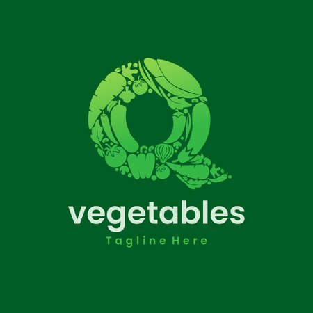 Letter Q Vegetables Logo Vector, vegetables form letters, eye catching design for your businessのイラスト素材