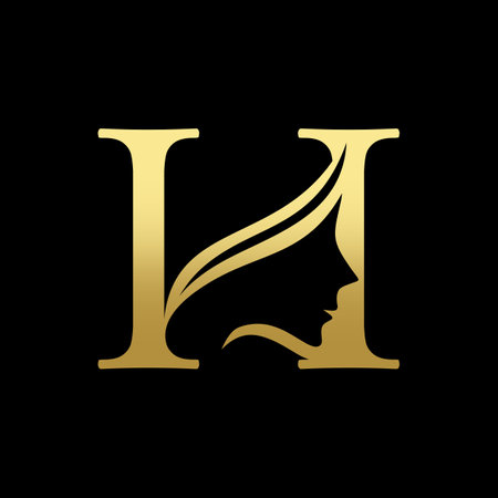 Letter H Beauty Women Face Logo Designのイラスト素材