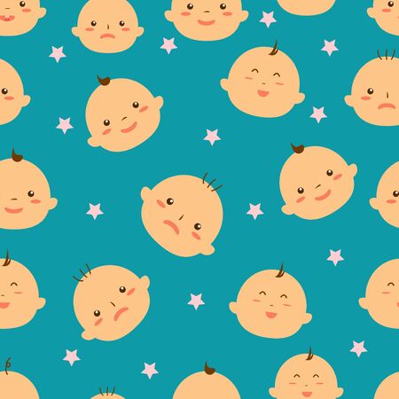 illustration of a cute baby face seamless pattern graphic design, good use wallpaper, fabric, textilesのイラスト素材