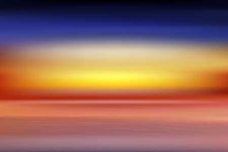 Motion blur tropical sunset beach with a background of abstract ocean waves bokeh sun light. Copy the summer vacation room and business travel concept. Antique tone color filter style.のイラスト素材