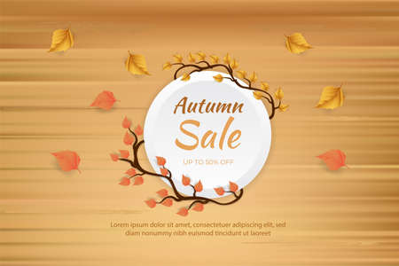 Autumn sale background layout decorate with leaves for shopping sale or promo poster and frame leaflet or web banner.Vector illustration templateのイラスト素材