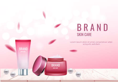 product advertisement beauty cosmetic cream mockupのイラスト素材