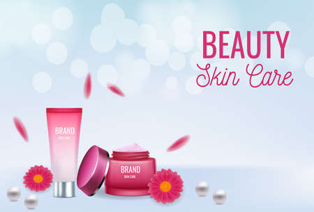 Cosmetics product skin care advertising bannerのイラスト素材