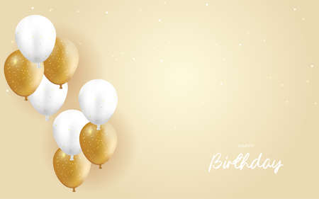 Elegant golden ballon Happy Birthday celebration card banner templateのイラスト素材