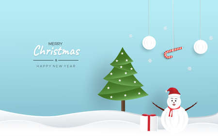 Merry Christmas background in paper styleのイラスト素材