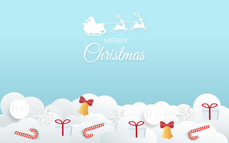 Merry Christmas background in paper styleのイラスト素材