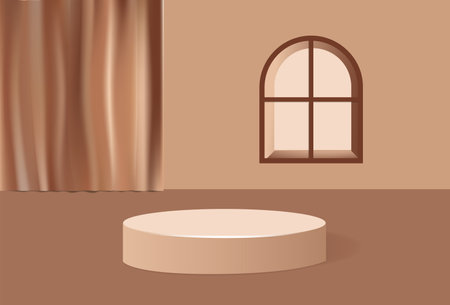 Minimalist view of indoor product display podiumのイラスト素材