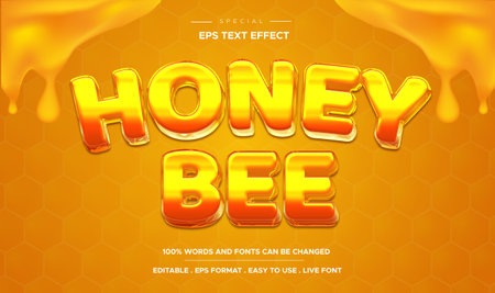 Honey bee text, cartoon style editable text effectのイラスト素材