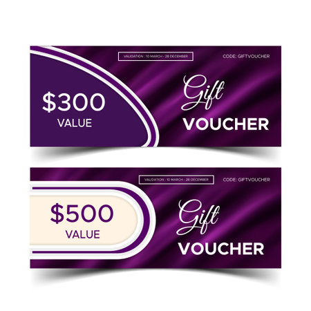 gift voucher template, card, certificate, present, coupon, and fabric style waveのイラスト素材