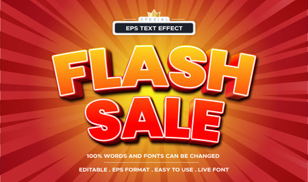 Flash sale text effect template with minimalist style and bold font concept use for brand label and promotion tagのイラスト素材