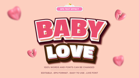 Baby love text effect editable cute cartoon styleのイラスト素材