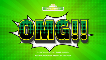 Editable comic OMG vector text effect with modern style designのイラスト素材