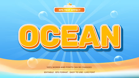 Ocean text effect 3d editable styleのイラスト素材