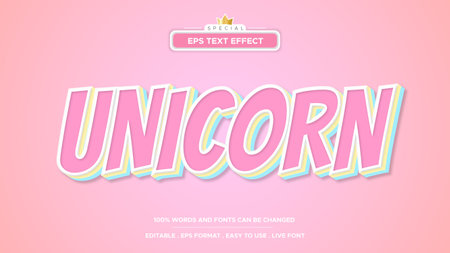 Editable text effect, colorful unicorn text styleのイラスト素材