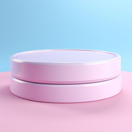 podium blank, pastel background, rainbow, in the style of circular abstraction, render in cinema 4d, tonalist, uhd image, soft blue and white, lively tableaus, rim lightの素材