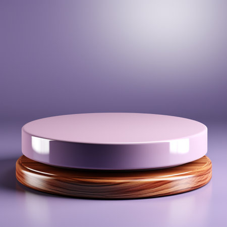 podium blank, lavender background, in the style of circular abstraction, 3D rendering, clay material, isometric, tonalist, smooth shiny, blue and white, spot light, lively tableaus, rim lightの素材
