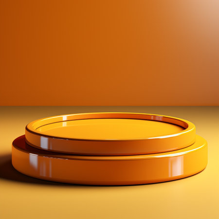 podium blank, yellow background, in the style of circular abstraction, 3D rendering, clay material, isometric, tonalist, smooth shiny, yellow and white, spot light, lively tableaus, rim light,の素材