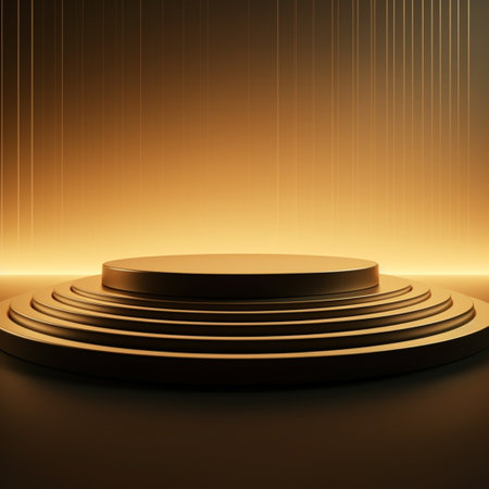 Beautiful, elegant background with a pedestal and a showcase. 3d illustration, 3d renderingの素材