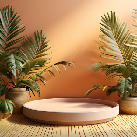 podium blank, yellow background, in the style of circular abstraction, 3D rendering, clay material, isometric, tonalist, smooth shiny, yellow and white, spot light, lively tableaus, rim light,の素材