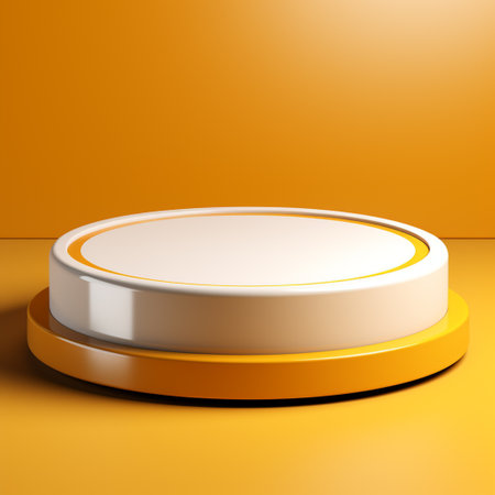 podium blank, yellow background, in the style of circular abstraction, 3D rendering, clay material, isometric, tonalist, smooth shiny, yellow and white, spot light, lively tableaus, rim light,の素材
