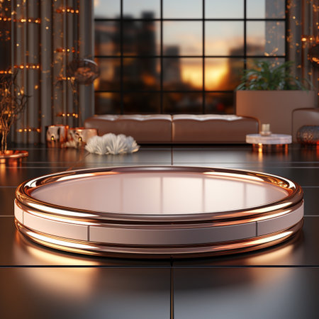 3D illustration of blank product background for cream cosmetics Modern black podium backgroundの素材