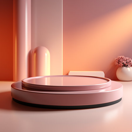 Background geometic podium Pink Color Design minimal illustration 3D renderingの素材