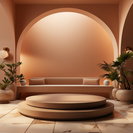 Background geometic podium Pink Color Design minimal illustration 3D renderingの素材