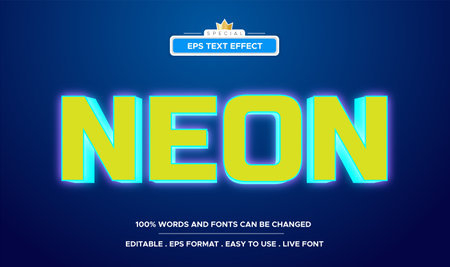 Neon text effect, editable text effect, vector eps 10のイラスト素材