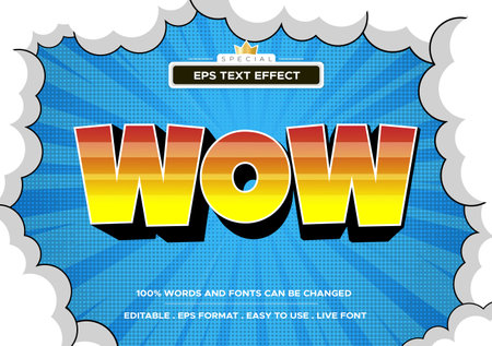 Wow cartoon comic style modern text effect editableのイラスト素材