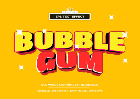 Bubble Gum text effect, editable font and text styleのイラスト素材