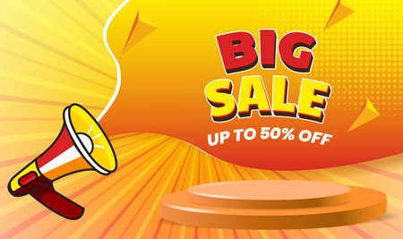 Big sale discount sale podium Special offer compositionのイラスト素材