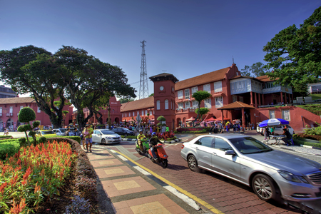 ALACCA, MALAYSIA - JULY 22, 2017: Christ Church & Dutch Square in Malacca City, Malaysia. It was built in 1753 by Dutch & is the oldest 18th century Protestant church in Malaysia.のeditorial素材